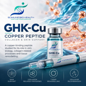 Shop GHK-Cu copper peptide in pen and vial formats at Slimline Bio-Health. Learn about copper peptides, collagen-related processes and skin biology.