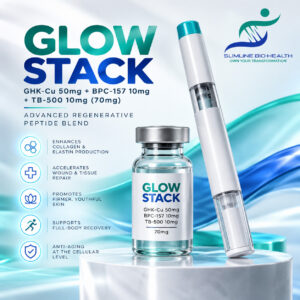 Glow Stack peptide pen and vial with GHK-Cu, BPC-157 and TB-500